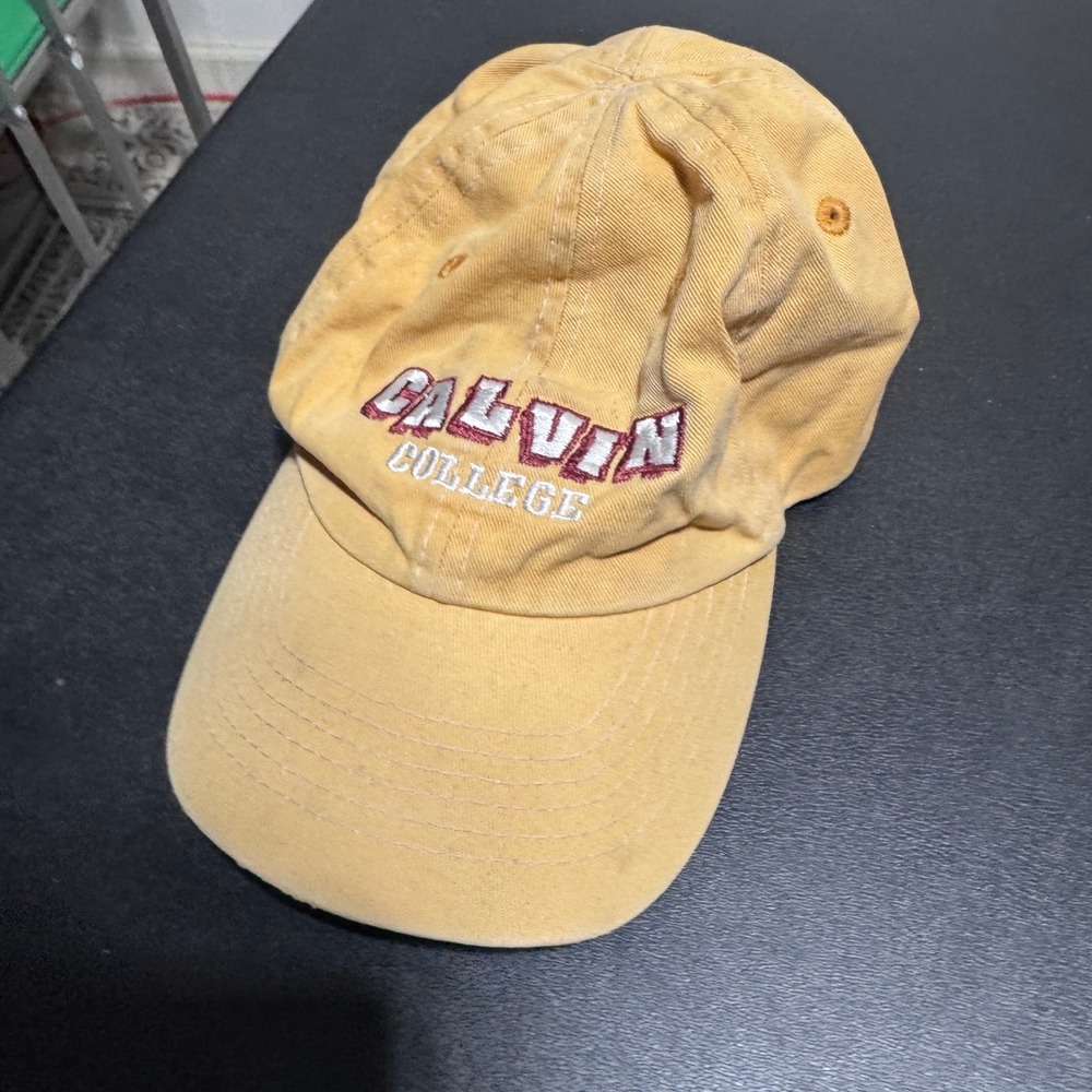 Gear For Sports Calvin College Hat Unisex OS Yellow Solid Adjustable Strap Cap
